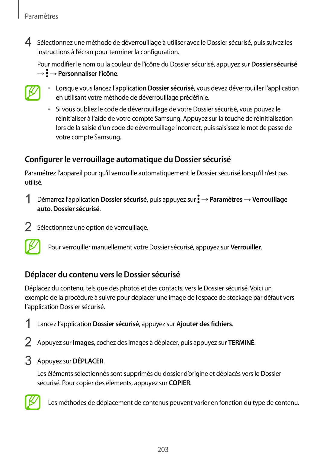 Samsung SM-G955FZIAXEF manual Configurer le verrouillage automatique du Dossier sécurisé, → →Personnaliser l’icône 