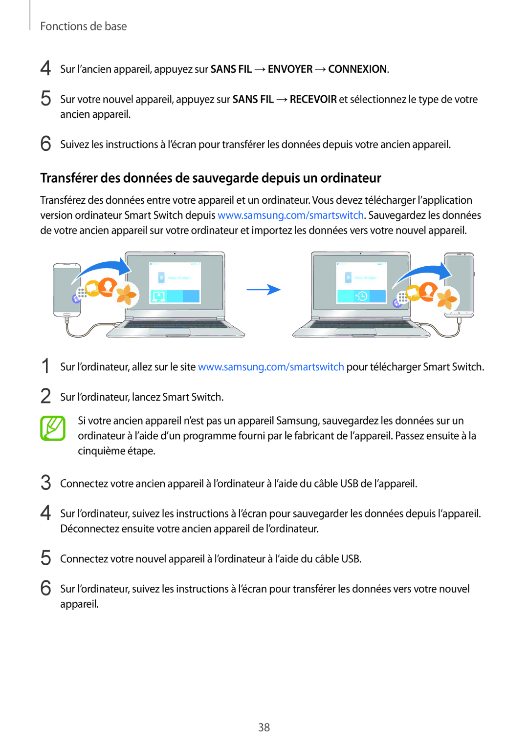 Samsung SM-G955FZIAXEF, SM-G955FZBAXEF, SM-G955FZVAXEF manual Transférer des données de sauvegarde depuis un ordinateur 