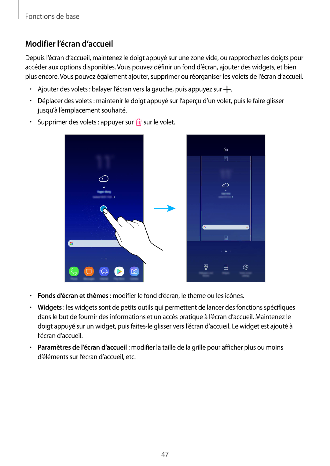 Samsung SM-G955FZSAXEF, SM-G955FZBAXEF, SM-G955FZVAXEF, SM-G950FZSAXEF, SM-G955FZKAXEF manual Modifier l’écran d’accueil 