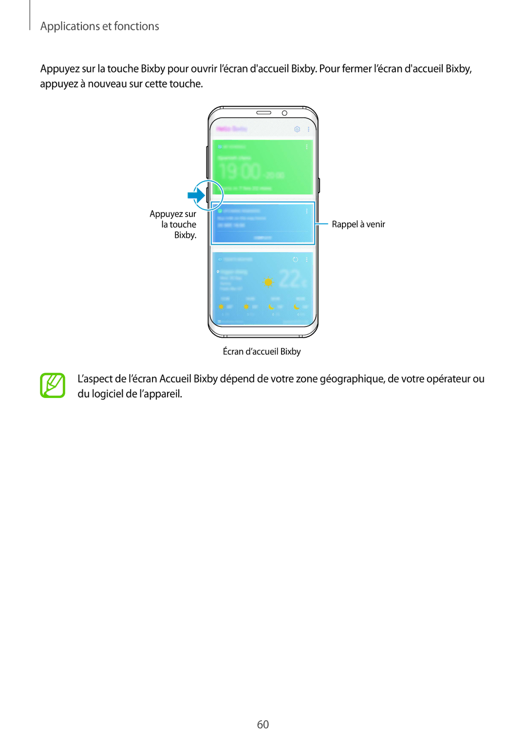 Samsung SM-G955FZIAXEF, SM-G955FZBAXEF, SM-G955FZVAXEF, SM-G950FZSAXEF, SM-G955FZSAXEF Rappel à venir Écran d’accueil Bixby 