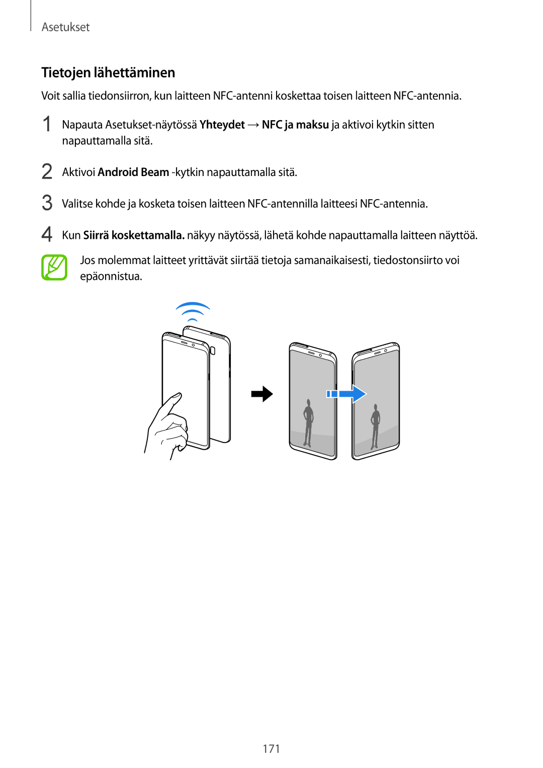 Samsung SM-G950FZVANEE, SM-G955FZIANEE, SM-G955FZKANEE, SM-G955FZSANEE, SM-G950FZIANEE, SM-G955FZVANEE Tietojen lähettäminen 