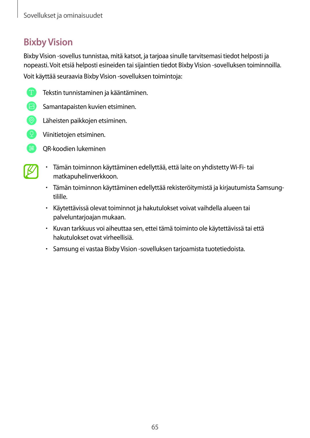 Samsung SM-G955FZKANEE, SM-G955FZIANEE, SM-G955FZSANEE, SM-G950FZVANEE, SM-G950FZIANEE, SM-G955FZVANEE manual Bixby Vision 