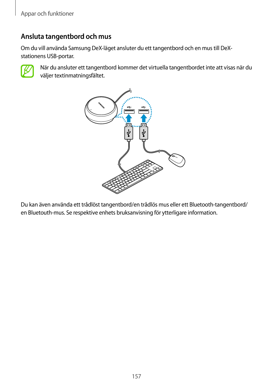 Samsung SM-G955FZVANEE, SM-G955FZIANEE, SM-G955FZKANEE, SM-G955FZSANEE, SM-G950FZVANEE manual Ansluta tangentbord och mus 