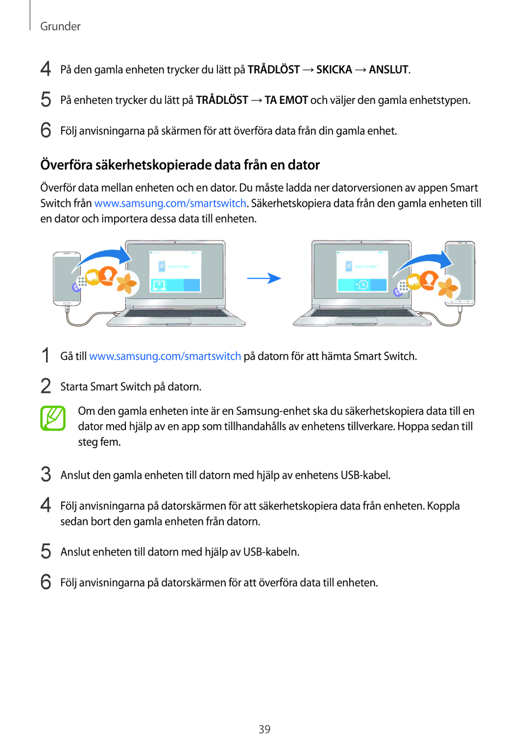 Samsung SM-G950FZSANEE, SM-G955FZIANEE, SM-G955FZKANEE, SM-G955FZSANEE manual Överföra säkerhetskopierade data från en dator 