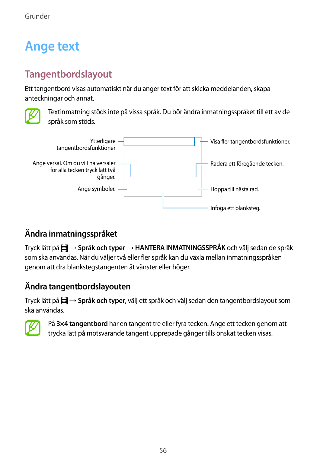 Samsung SM-G955FZIANEE, SM-G955FZKANEE Ange text, Tangentbordslayout, Ändra inmatningsspråket, Ändra tangentbordslayouten 