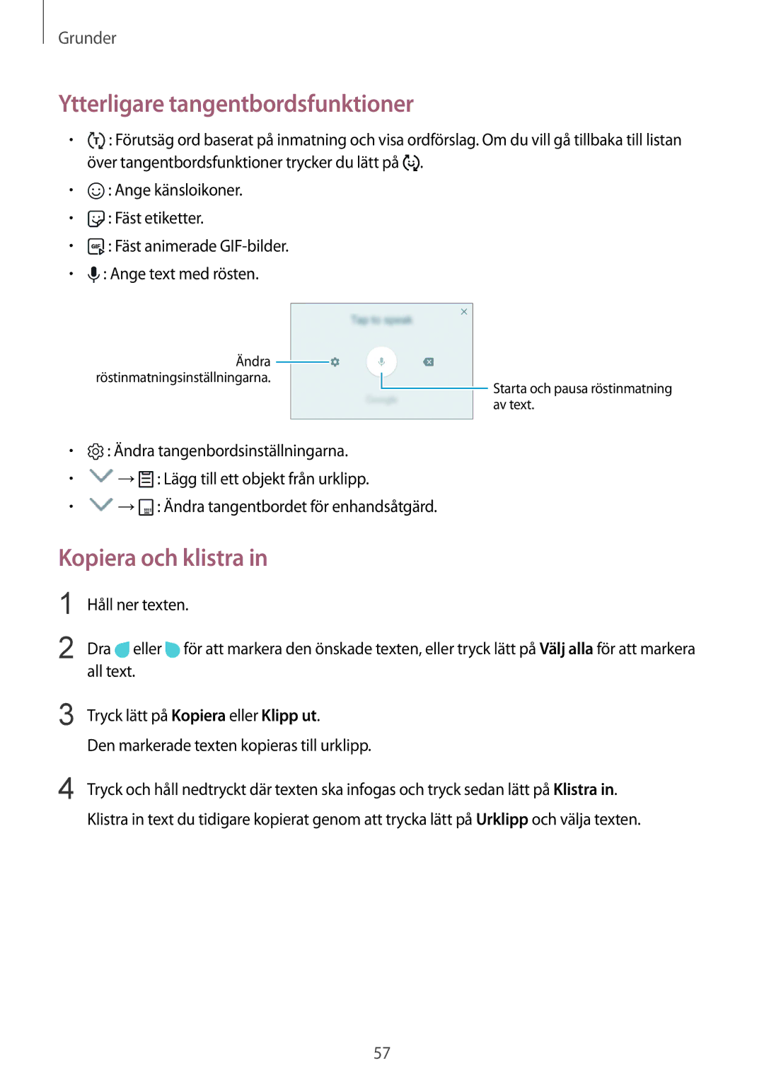 Samsung SM-G955FZKANEE, SM-G955FZIANEE, SM-G955FZSANEE manual Ytterligare tangentbordsfunktioner, Kopiera och klistra 