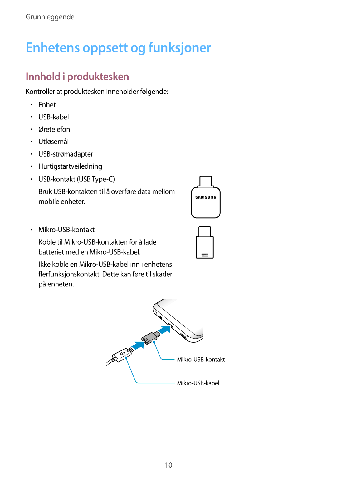 Samsung SM-G955FZIANEE, SM-G955FZKANEE, SM-G955FZSANEE manual Enhetens oppsett og funksjoner, Innhold i produktesken 