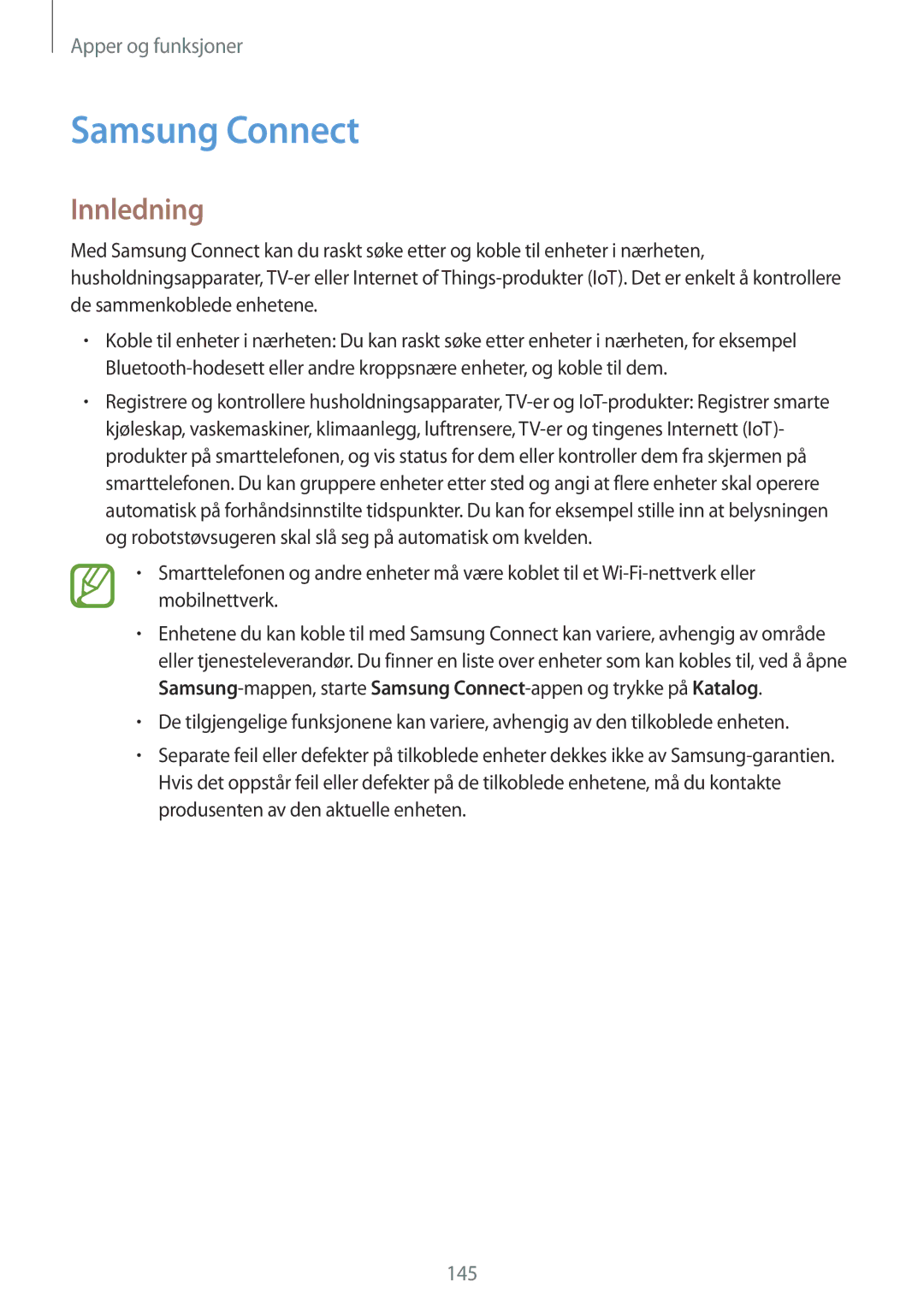 Samsung SM-G950FZIANEE, SM-G955FZIANEE, SM-G955FZKANEE, SM-G955FZSANEE, SM-G955FZVDNEE manual Samsung Connect, Innledning 