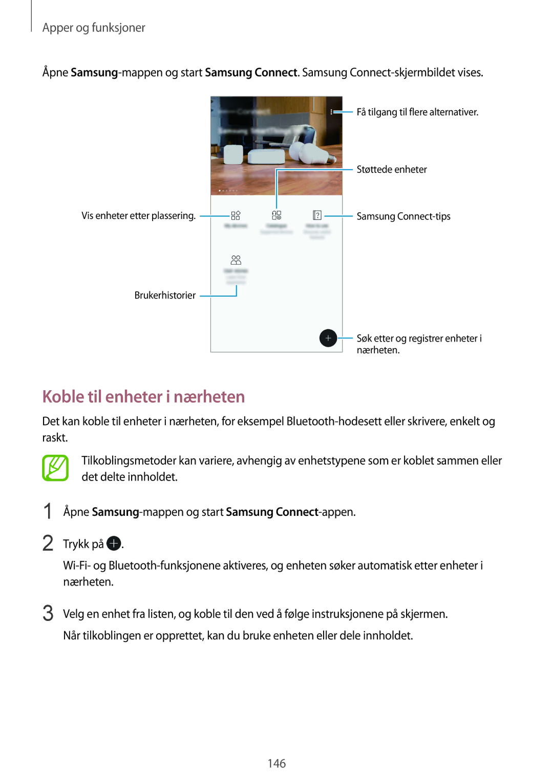 Samsung SM-G955FZVANEE, SM-G955FZIANEE, SM-G955FZKANEE, SM-G955FZSANEE, SM-G955FZVDNEE manual Koble til enheter i nærheten 