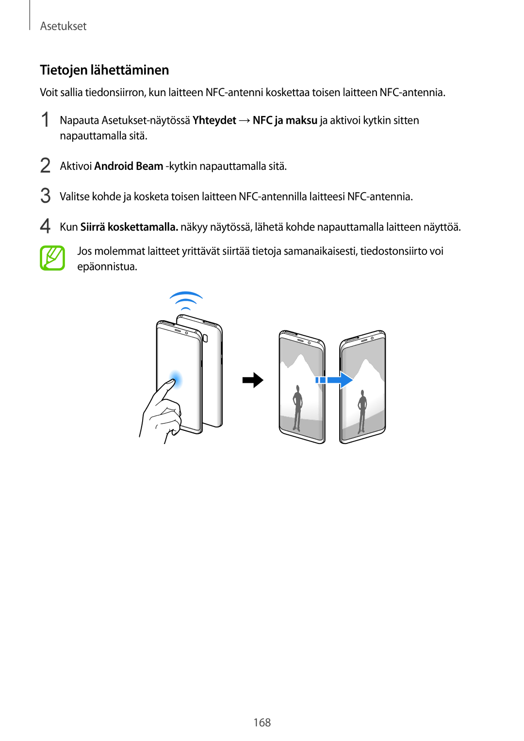 Samsung SM-G950FZSANEE, SM-G955FZIANEE, SM-G955FZKANEE, SM-G955FZSANEE, SM-G955FZVDNEE, SM-G950FZVANEE Tietojen lähettäminen 