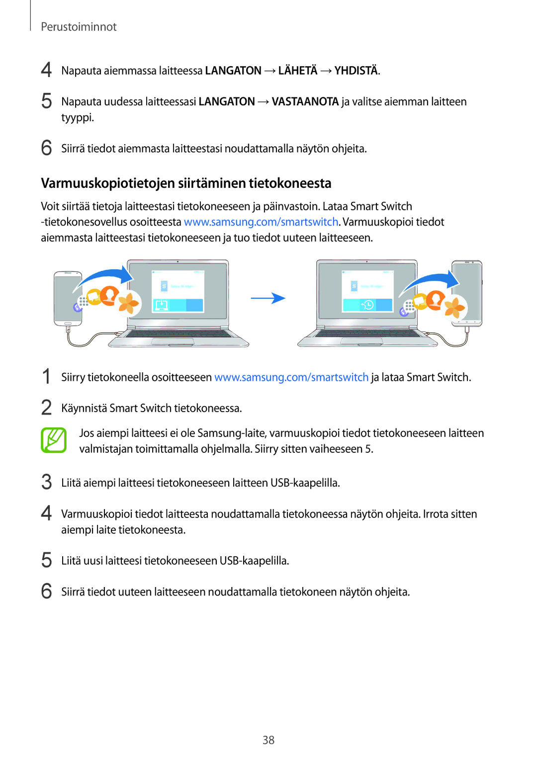 Samsung SM-G950FZSANEE, SM-G955FZIANEE, SM-G955FZKANEE, SM-G955FZSANEE manual Varmuuskopiotietojen siirtäminen tietokoneesta 