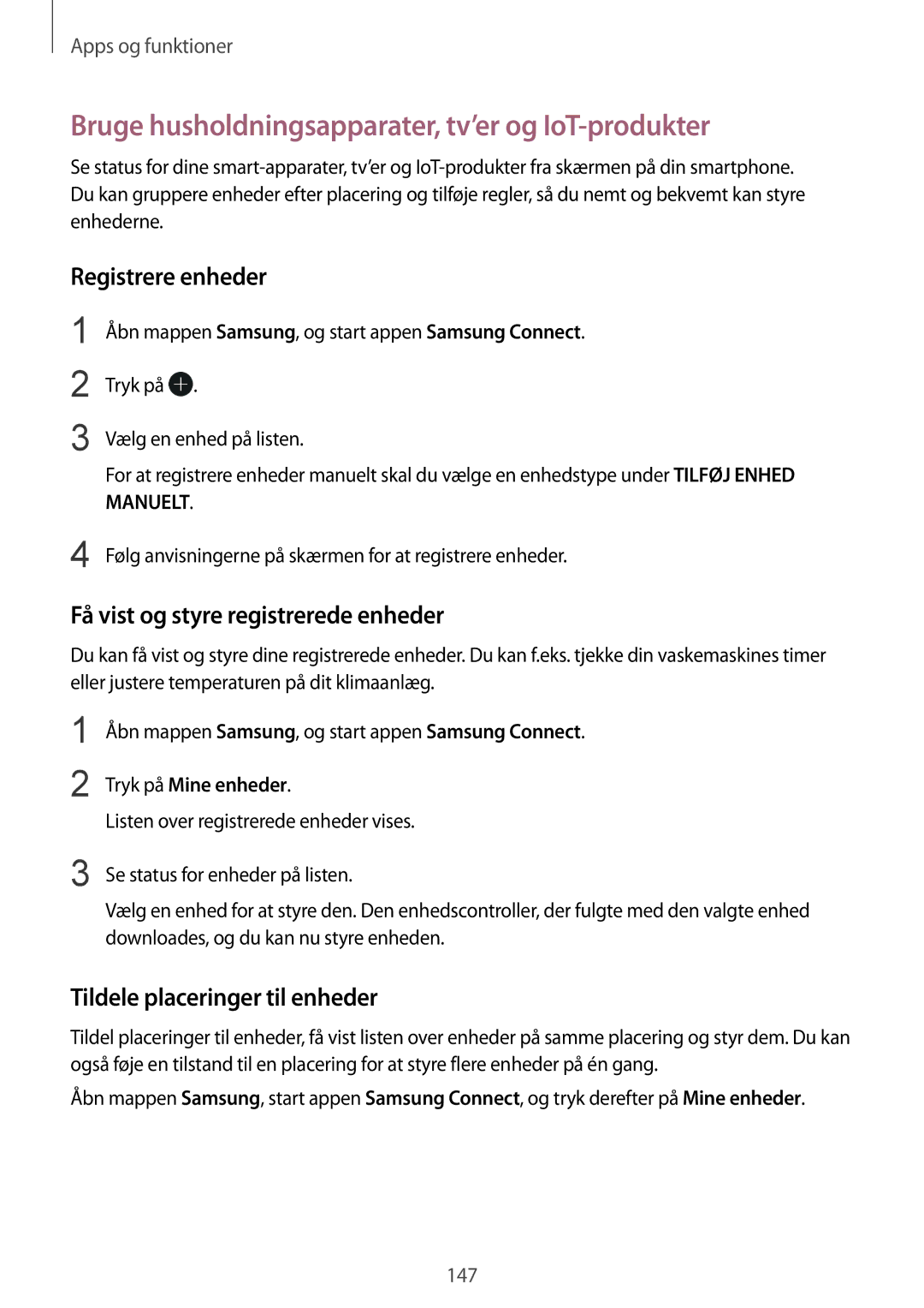 Samsung SM-G950FZKANEE manual Bruge husholdningsapparater, tv’er og IoT-produkter, Registrere enheder, Tryk på Mine enheder 