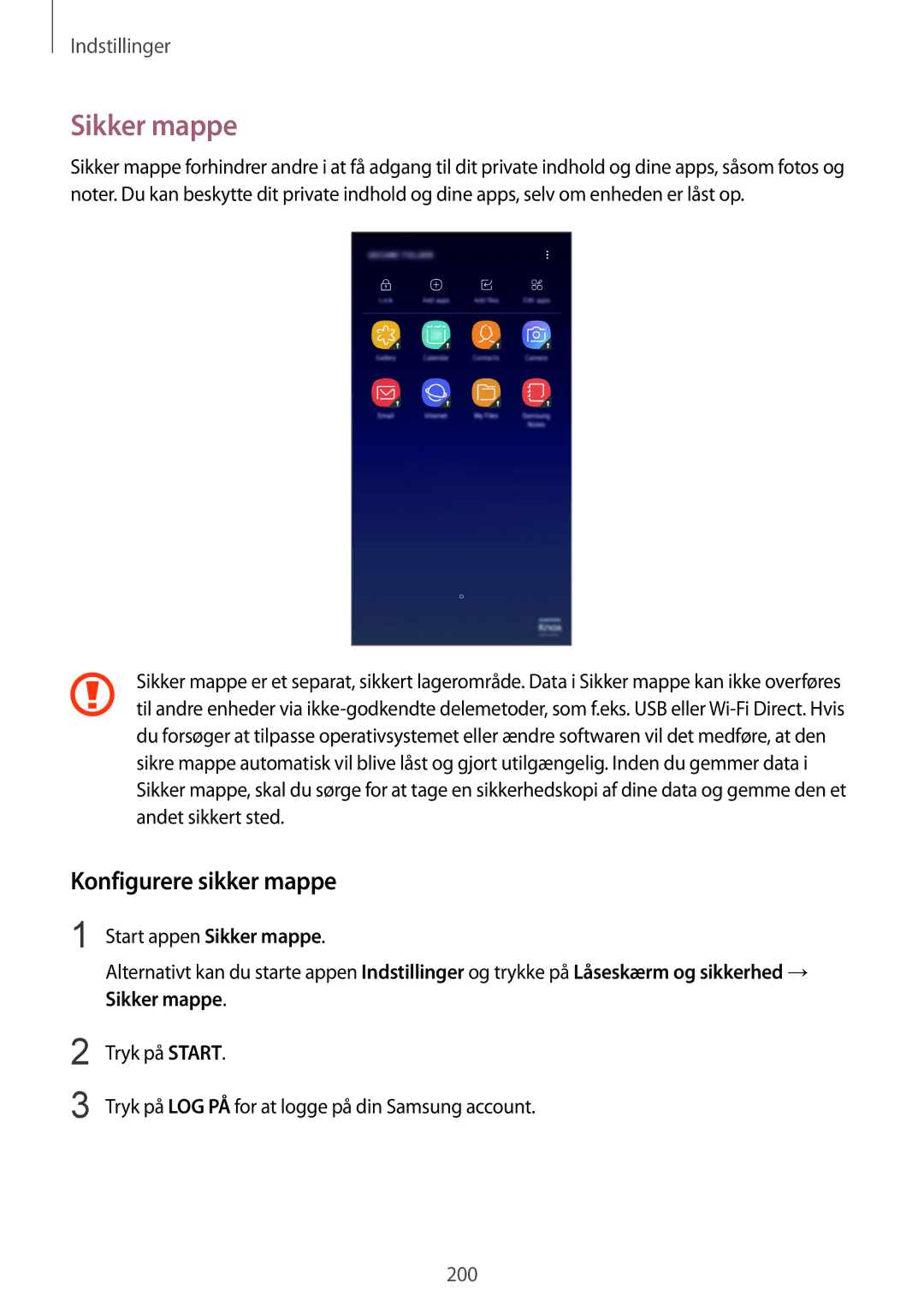 Samsung SM-G955FZIANEE, SM-G955FZKANEE, SM-G955FZSANEE, SM-G955FZVDNEE, SM-G950FZVANEE Sikker mappe, Konfigurere sikker mappe 