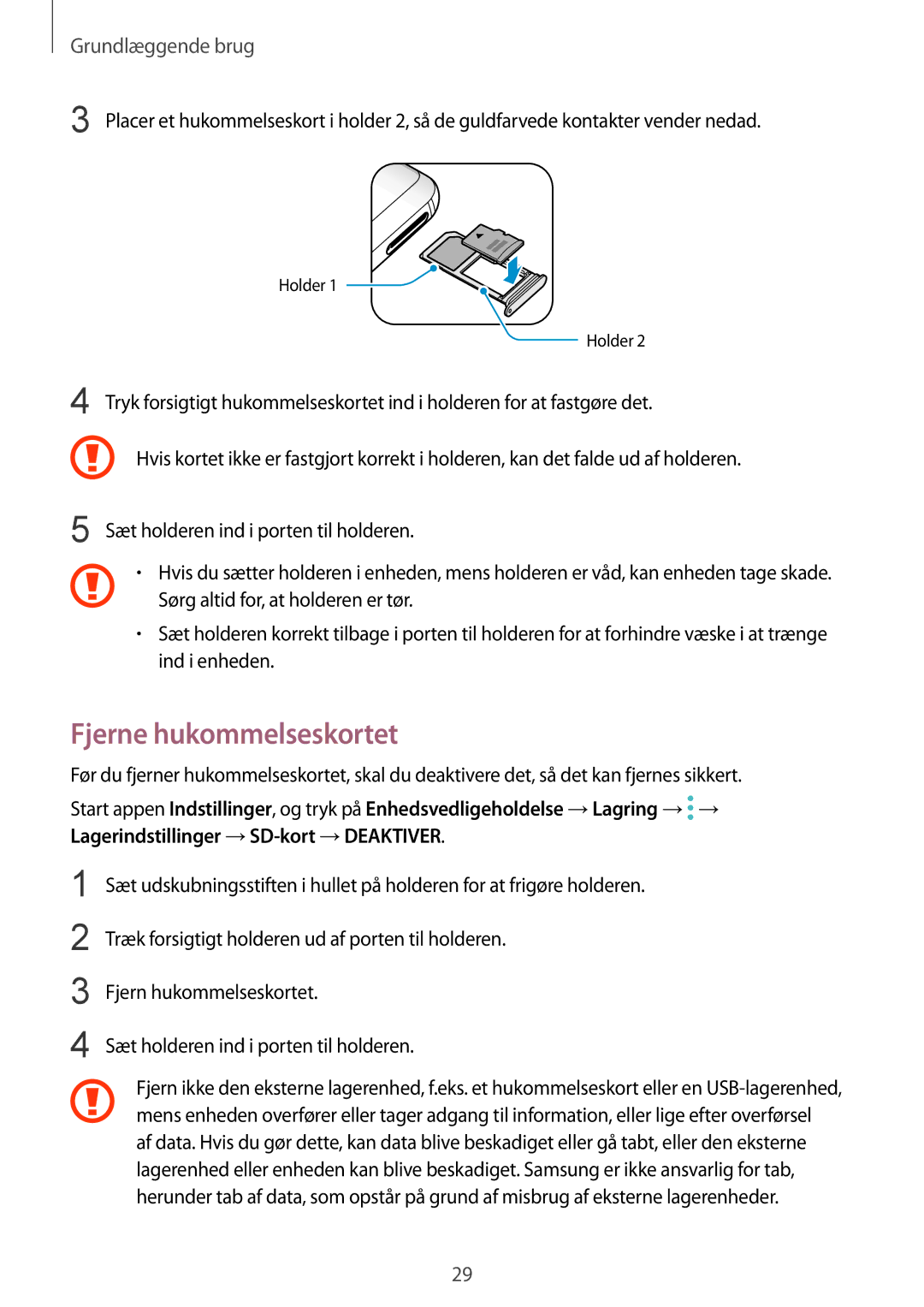 Samsung SM-G955FZKDNEE, SM-G955FZIANEE, SM-G955FZKANEE, SM-G955FZSANEE, SM-G955FZVDNEE manual Fjerne hukommelseskortet 