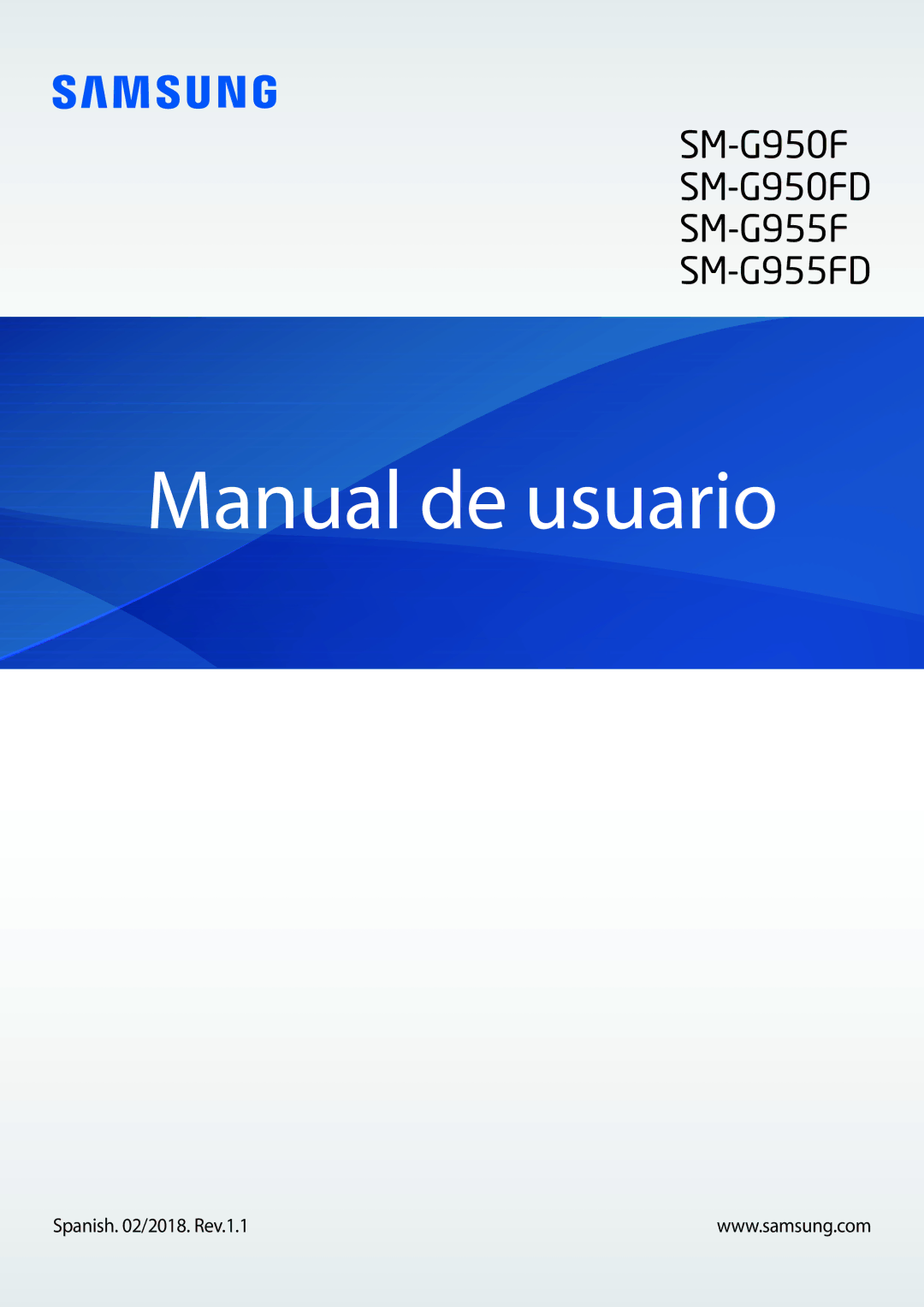 Samsung SM-G950FZVAPHE, SM-G955FZIAPHE, SM-G950FZIAPHE, SM-G955FZSAPHE manual Manual de usuario, Spanish /2018. Rev.1.1 