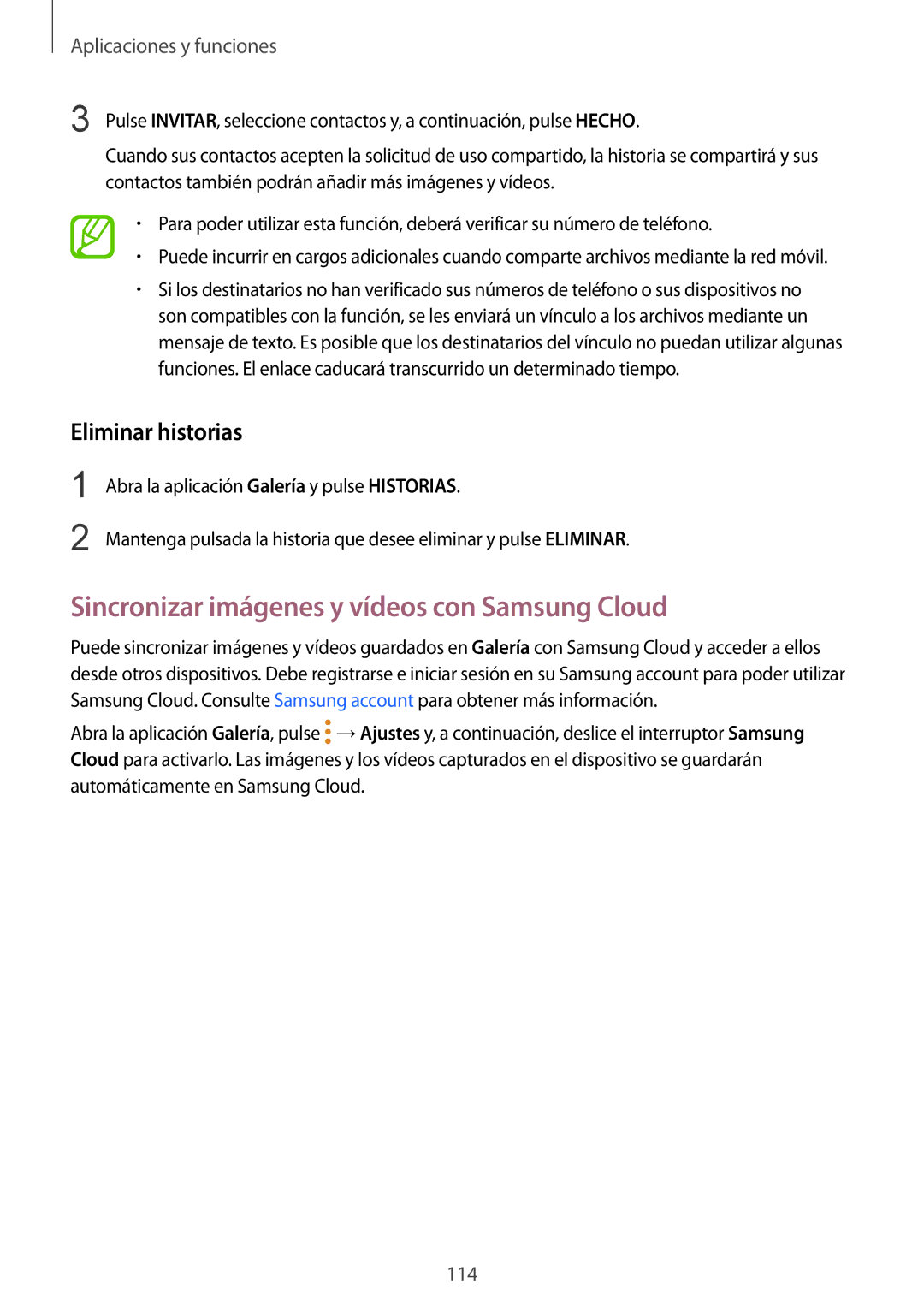 Samsung SM-G950FZKAPHE, SM-G955FZIAPHE, SM-G955FZKDPHE Sincronizar imágenes y vídeos con Samsung Cloud, Eliminar historias 