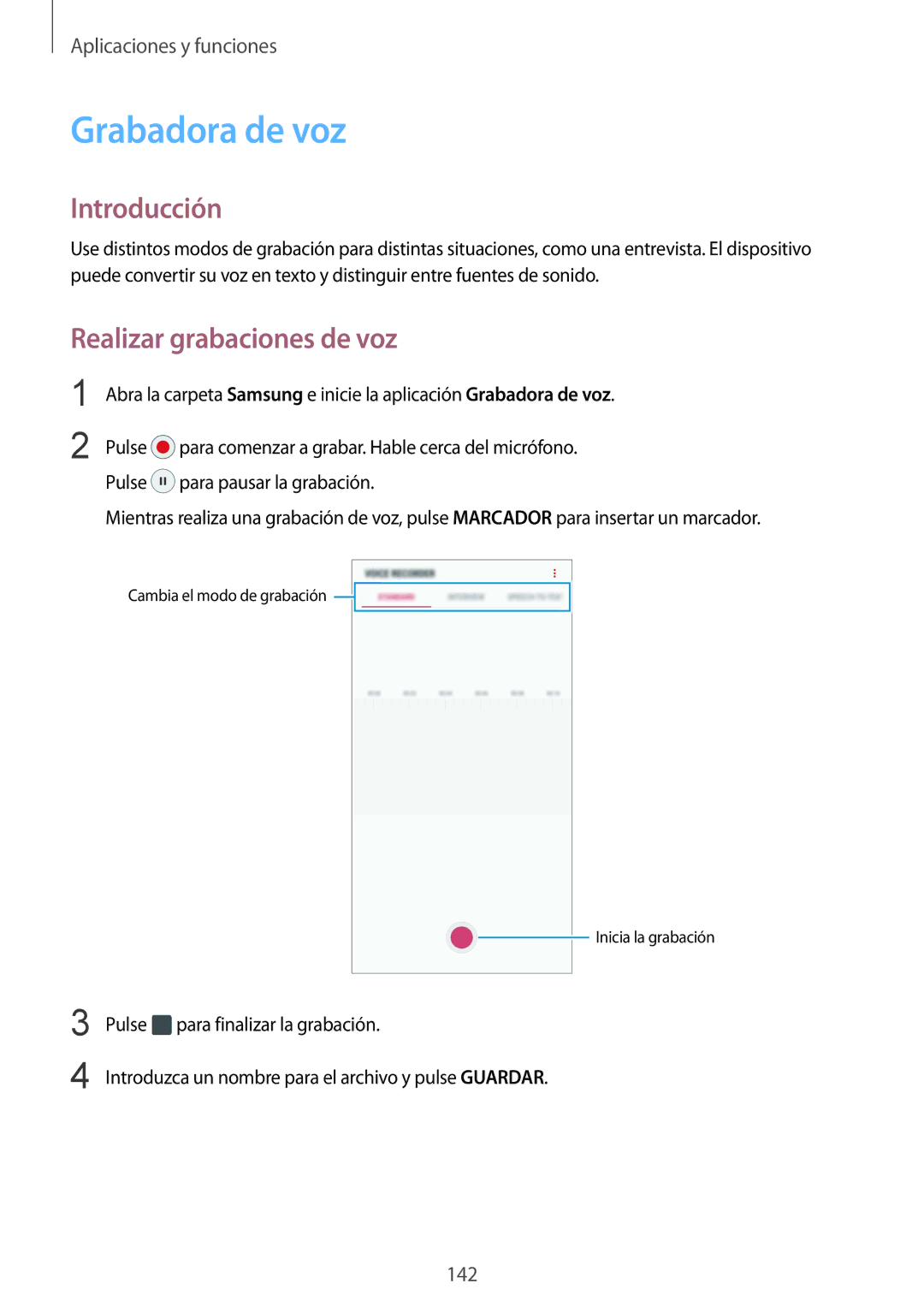 Samsung SM-G955FZVAPHE, SM-G955FZIAPHE, SM-G955FZKDPHE, SM-G950FZVAPHE manual Grabadora de voz, Realizar grabaciones de voz 