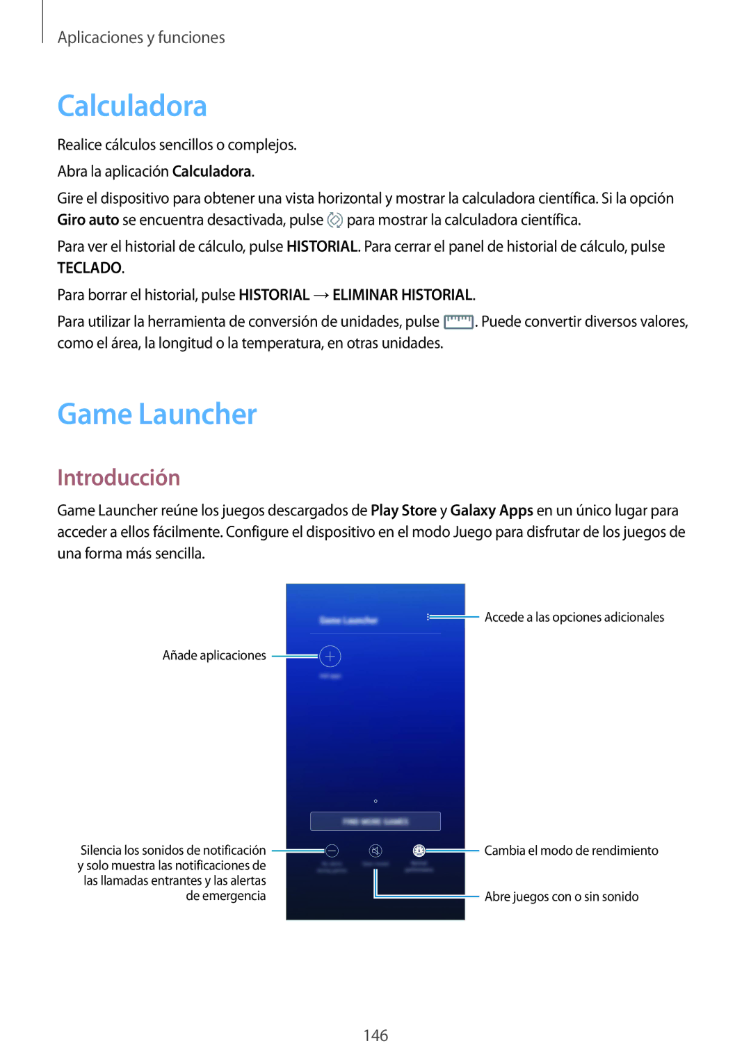 Samsung SM-G950FZVAPHE, SM-G955FZIAPHE, SM-G955FZKDPHE, SM-G955FZVDPHE, SM-G950FZIAPHE manual Calculadora, Game Launcher 