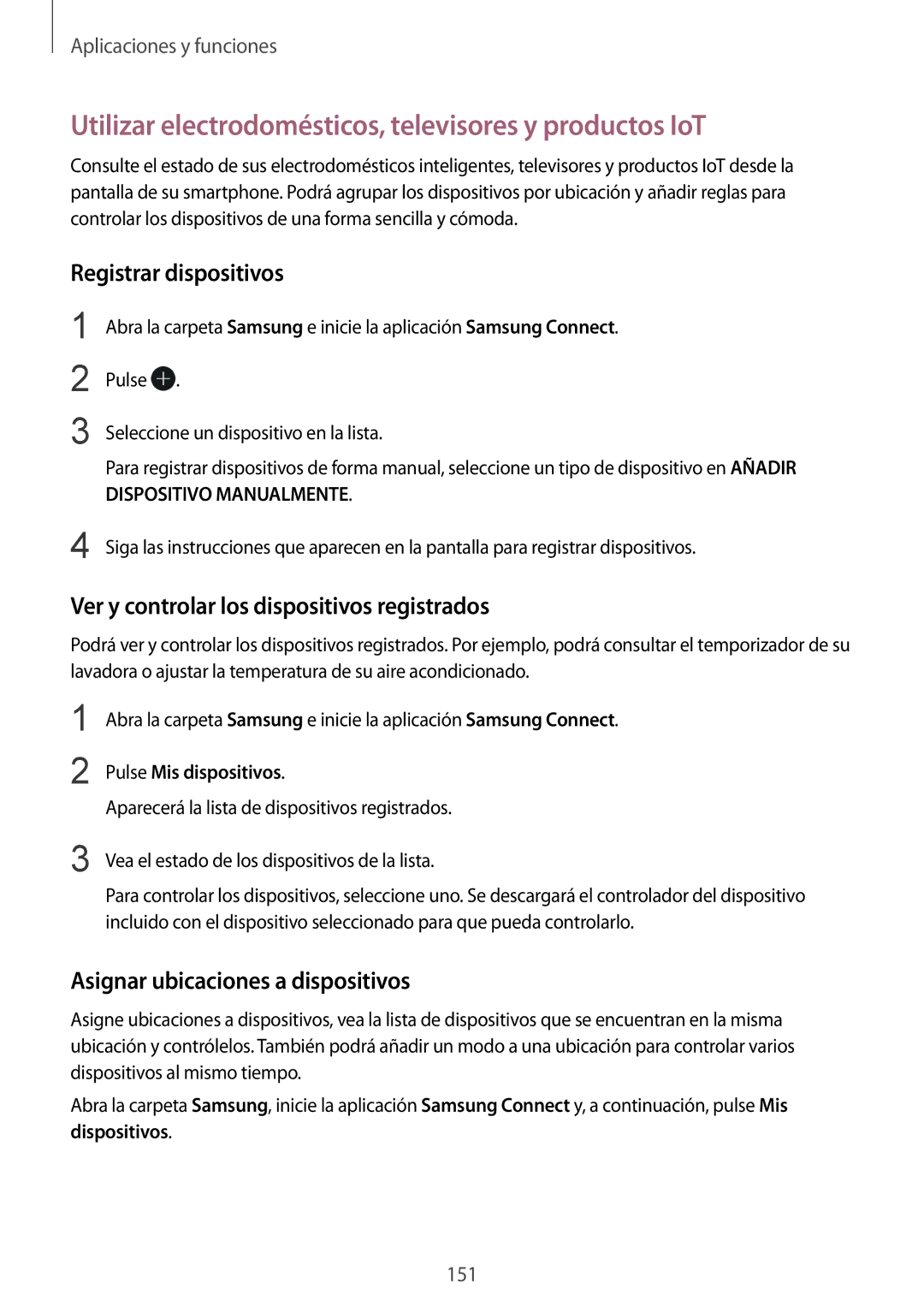 Samsung SM-G950FZBAPHE, SM-G955FZIAPHE Utilizar electrodomésticos, televisores y productos IoT, Registrar dispositivos 