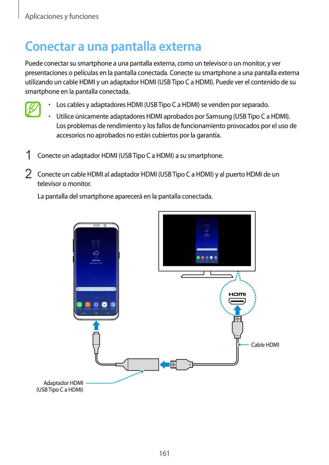 Samsung SM-G955FZSAPHE, SM-G955FZIAPHE, SM-G955FZKDPHE, SM-G950FZVAPHE, SM-G955FZVDPHE manual Conectar a una pantalla externa 