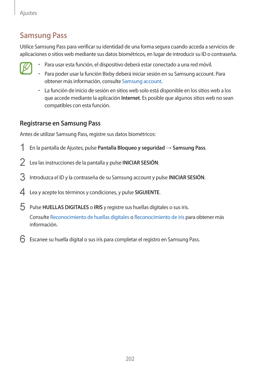 Samsung SM-G955FZVAPHE, SM-G955FZIAPHE, SM-G955FZKDPHE, SM-G950FZVAPHE, SM-G955FZVDPHE manual Registrarse en Samsung Pass 