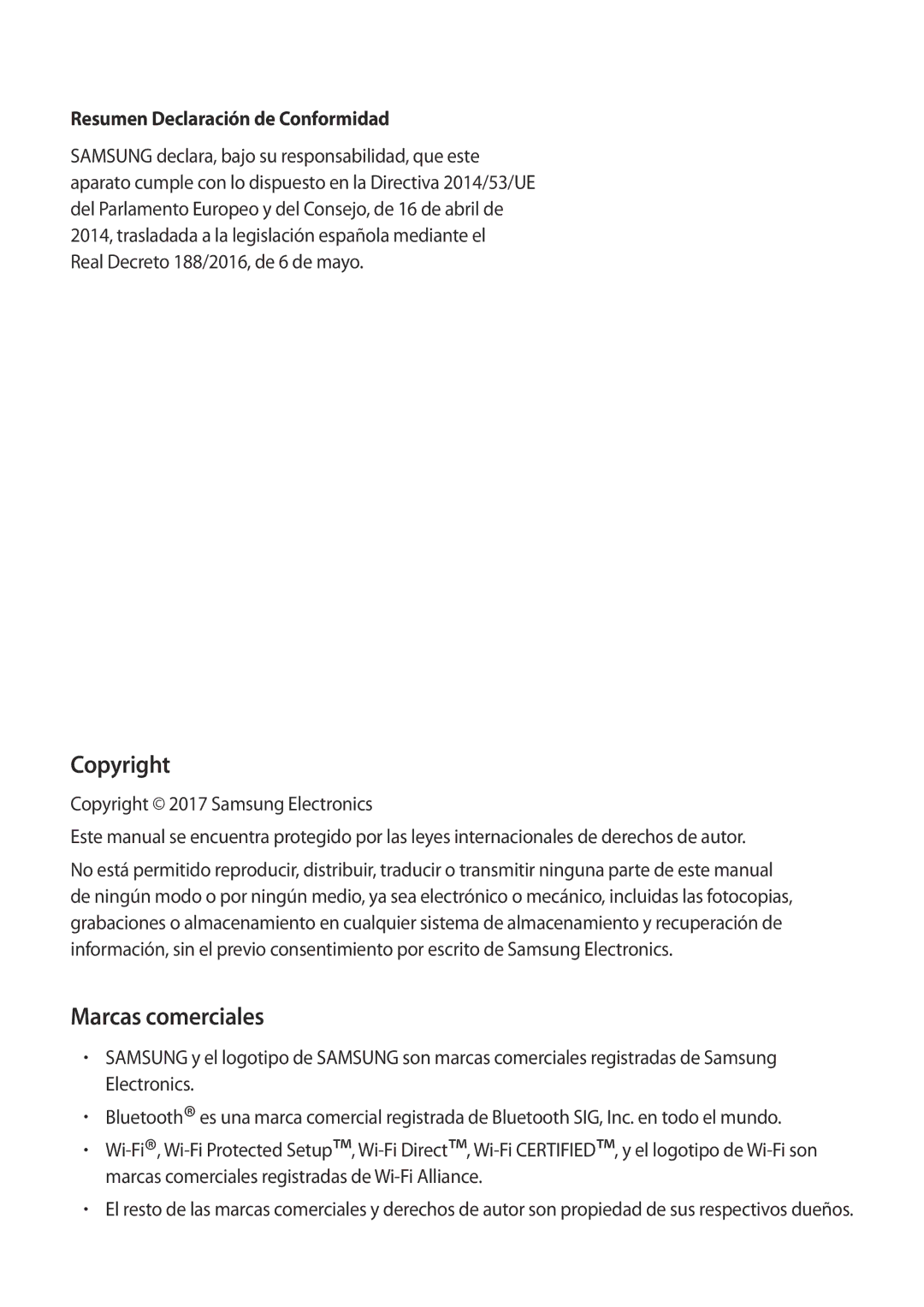 Samsung SM-G955FZVAPHE, SM-G955FZIAPHE, SM-G955FZKDPHE Copyright, Marcas comerciales, Resumen Declaración de Conformidad 