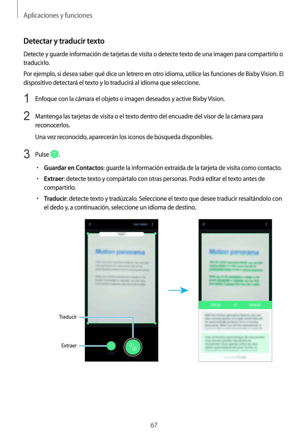 Samsung SM-G950FZBAPHE, SM-G955FZIAPHE, SM-G955FZKDPHE, SM-G950FZVAPHE, SM-G955FZVDPHE manual Detectar y traducir texto 