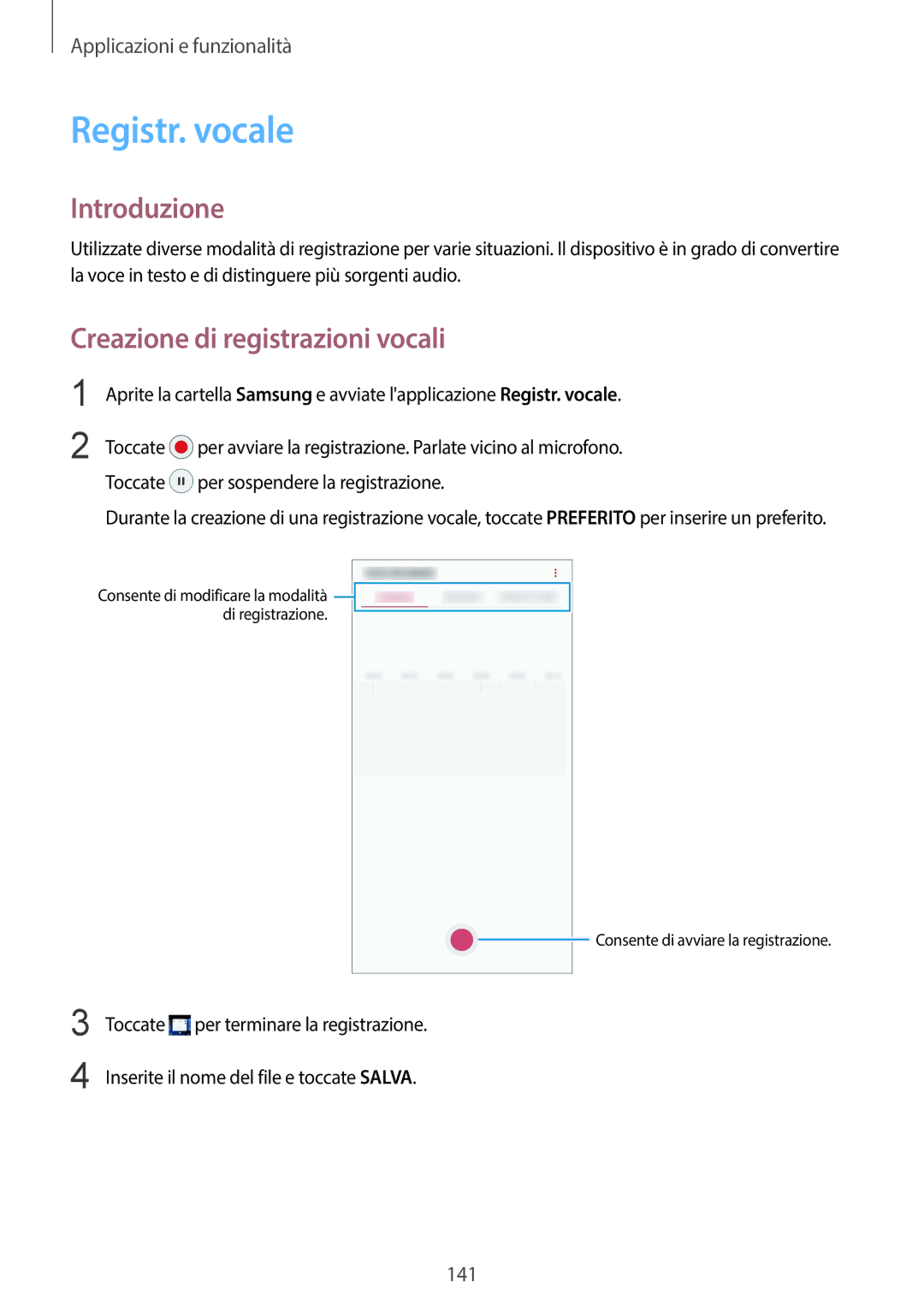 Samsung SM-G950FZKAITV, SM-G955FZSAITV, SM-G955FZVAITV, SM-G950FZSAITV Registr. vocale, Creazione di registrazioni vocali 