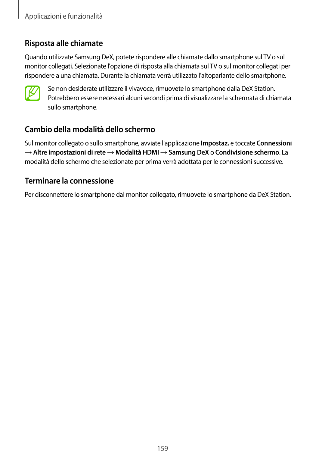 Samsung SM-G950FZKAITV manual Risposta alle chiamate, Cambio della modalità dello schermo, Terminare la connessione 