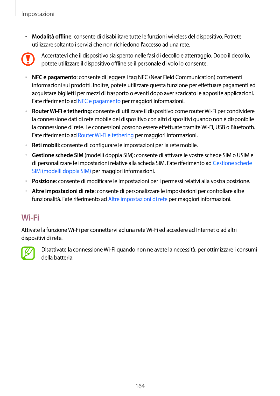 Samsung SM-G950FZSAITV, SM-G955FZSAITV, SM-G955FZVAITV, SM-G950FZKAITV, SM-G955FZKAITV, SM-G950FZVAITV Wi-Fi, Impostazioni 