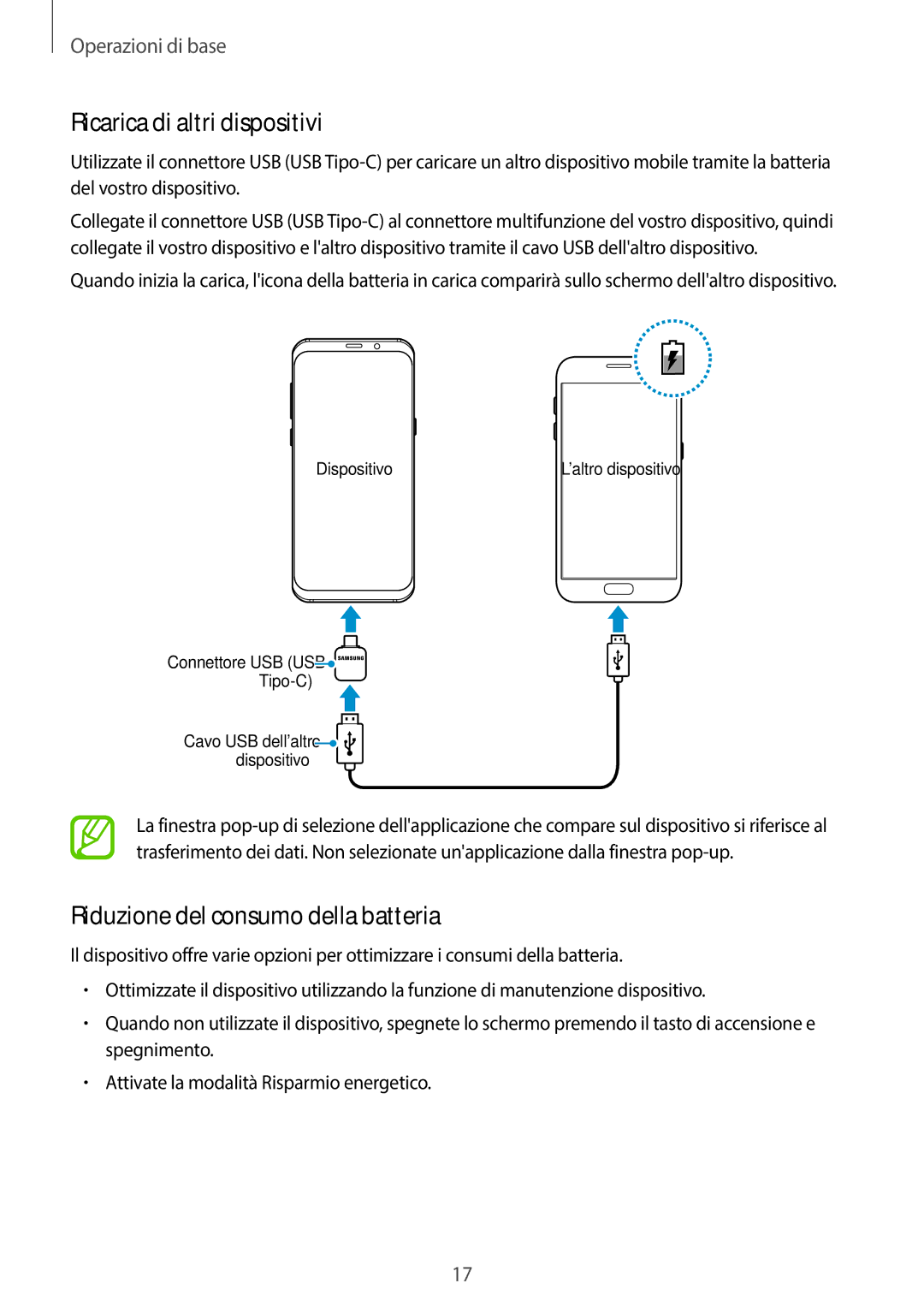 Samsung SM-G950FZVAITV, SM-G955FZSAITV, SM-G955FZVAITV Ricarica di altri dispositivi, Riduzione del consumo della batteria 