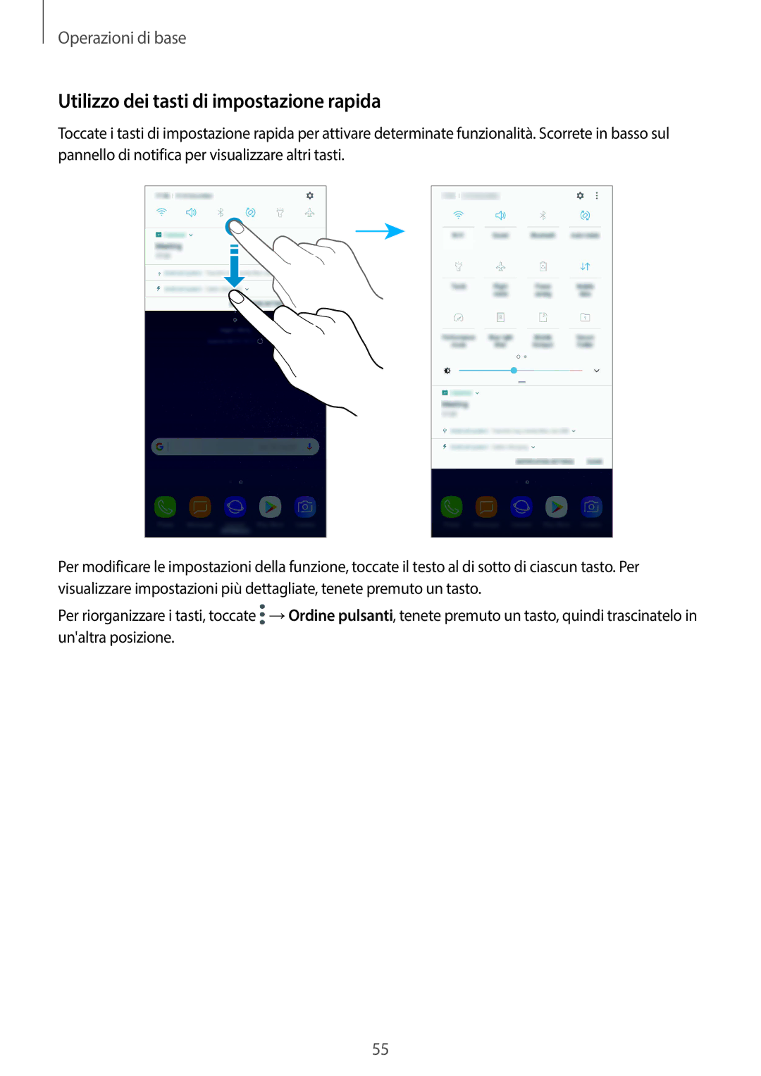 Samsung SM-G955FZVAITV, SM-G955FZSAITV, SM-G950FZSAITV, SM-G950FZKAITV manual Utilizzo dei tasti di impostazione rapida 