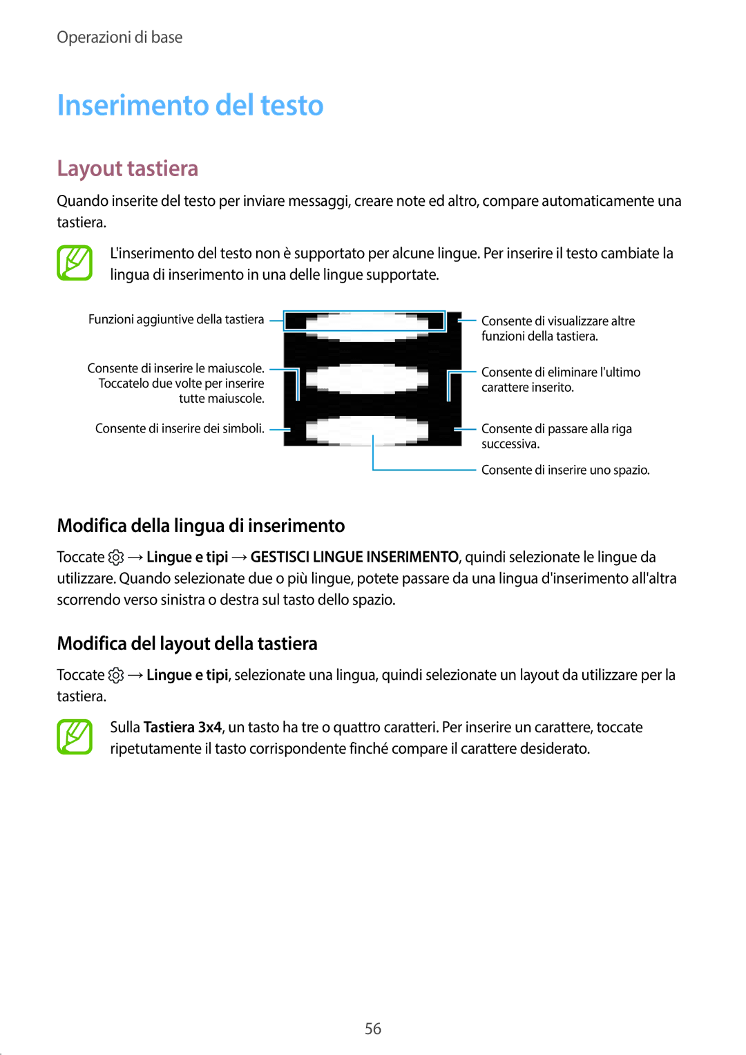 Samsung SM-G950FZSAITV, SM-G955FZSAITV manual Inserimento del testo, Layout tastiera, Modifica della lingua di inserimento 