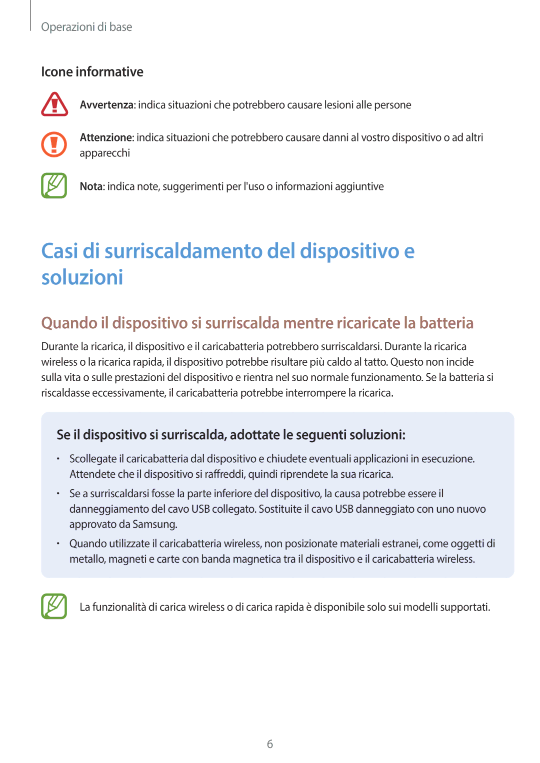 Samsung SM-G955FZSAITV, SM-G955FZVAITV manual Casi di surriscaldamento del dispositivo e soluzioni, Icone informative 