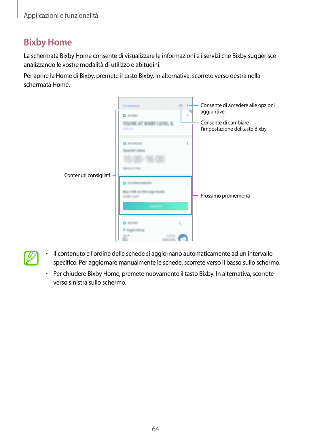 Samsung SM-G955FZKAITV, SM-G955FZSAITV, SM-G955FZVAITV, SM-G950FZSAITV, SM-G950FZKAITV, SM-G950FZVAITV manual Bixby Home 