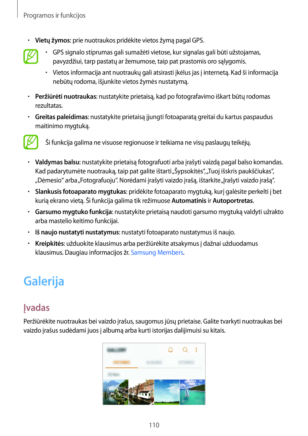 Samsung SM-G950FZIASEB, SM-G955FZSASEB manual Galerija, Vietų žymos prie nuotraukos pridėkite vietos žymą pagal GPS 