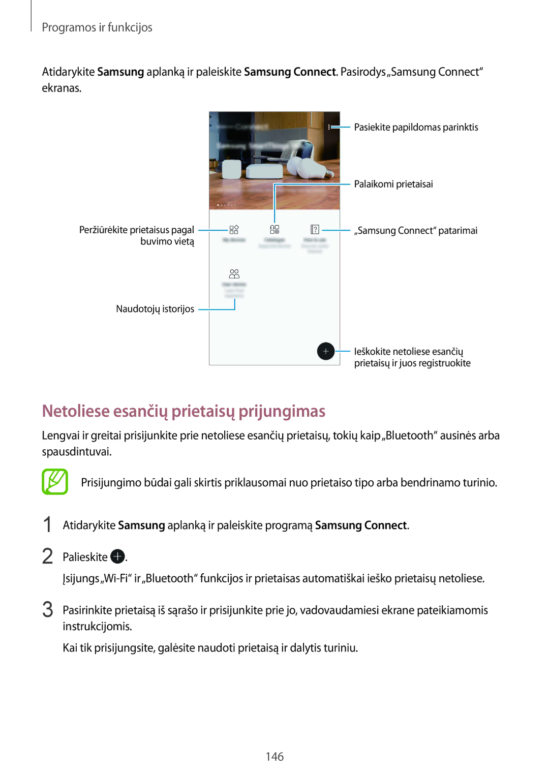 Samsung SM-G950FZKASEB, SM-G955FZSASEB, SM-G950FZSASEB, SM-G955FZVASEB manual Netoliese esančių prietaisų prijungimas 