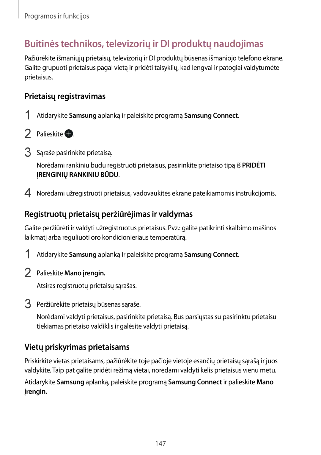 Samsung SM-G955FZSASEB, SM-G950FZSASEB Buitinės technikos, televizorių ir DI produktų naudojimas, Prietaisų registravimas 