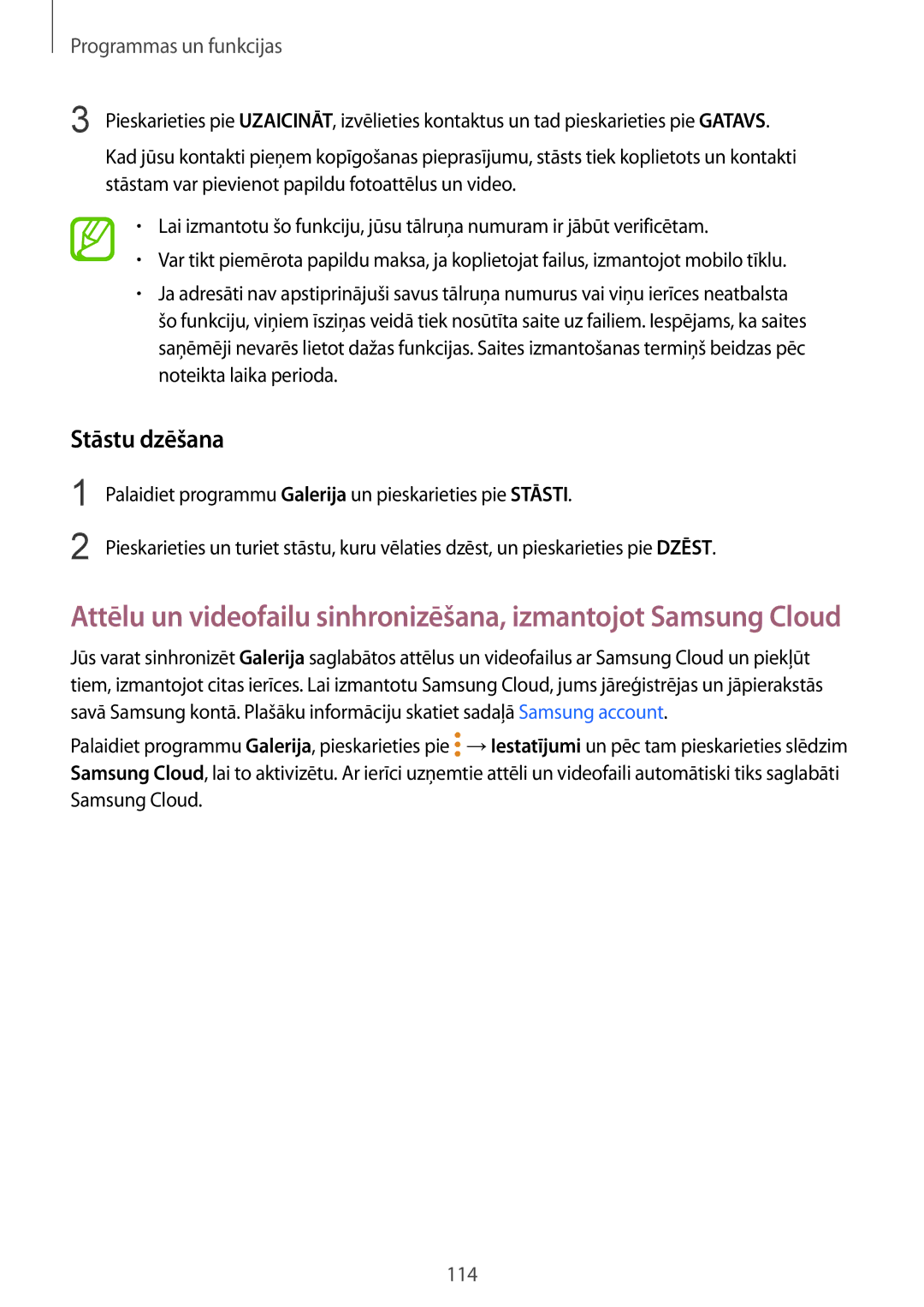 Samsung SM-G955FZVASEB, SM-G955FZSASEB, SM-G950FZSASEB, SM-G955FZKASEB, SM-G950FZVASEB, SM-G950FZIASEB manual Stāstu dzēšana 