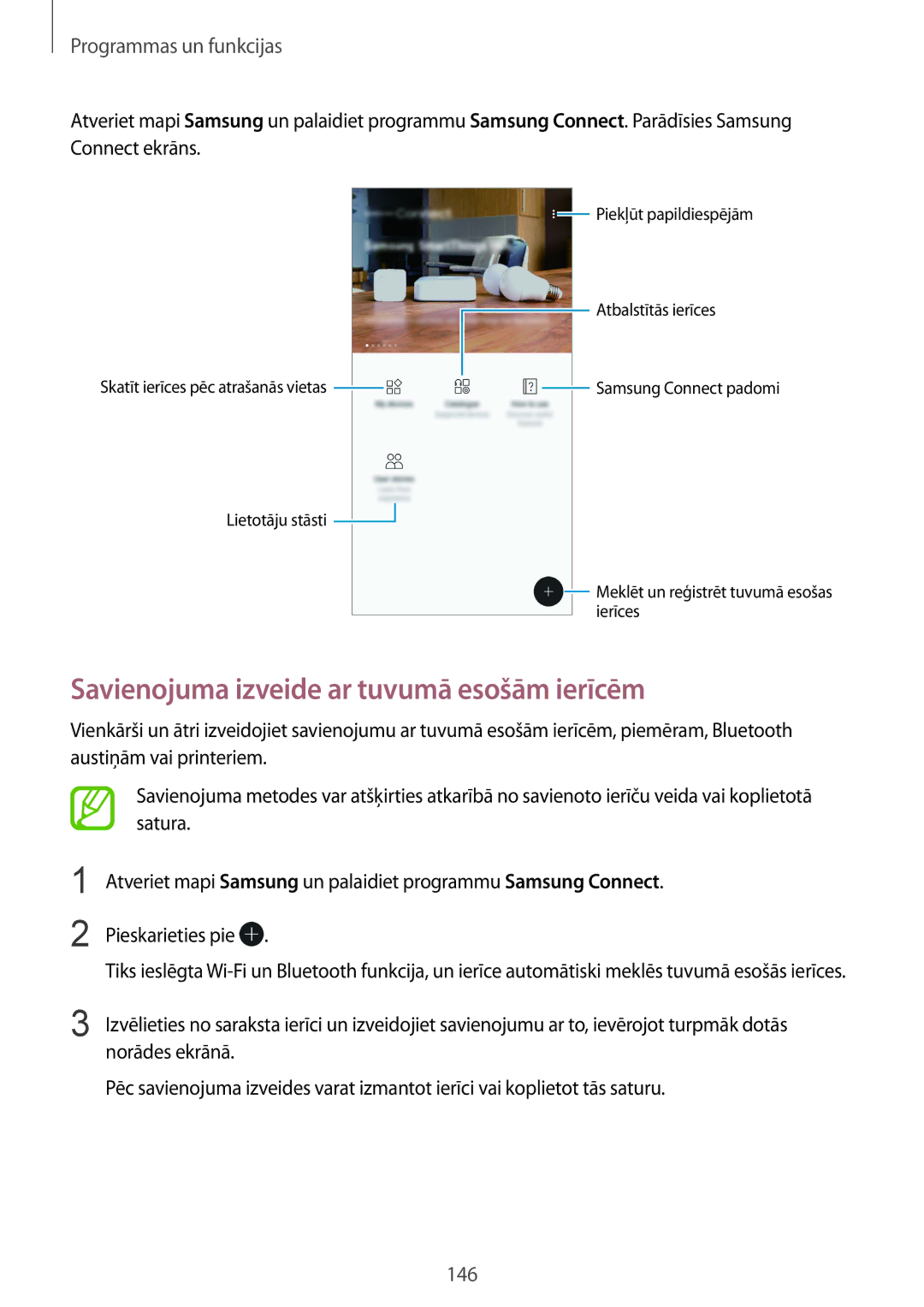 Samsung SM-G950FZKASEB, SM-G955FZSASEB, SM-G950FZSASEB, SM-G955FZVASEB manual Savienojuma izveide ar tuvumā esošām ierīcēm 