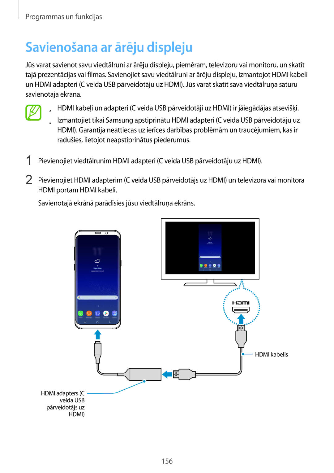 Samsung SM-G955FZVASEB, SM-G955FZSASEB, SM-G950FZSASEB, SM-G955FZKASEB, SM-G950FZVASEB manual Savienošana ar ārēju displeju 