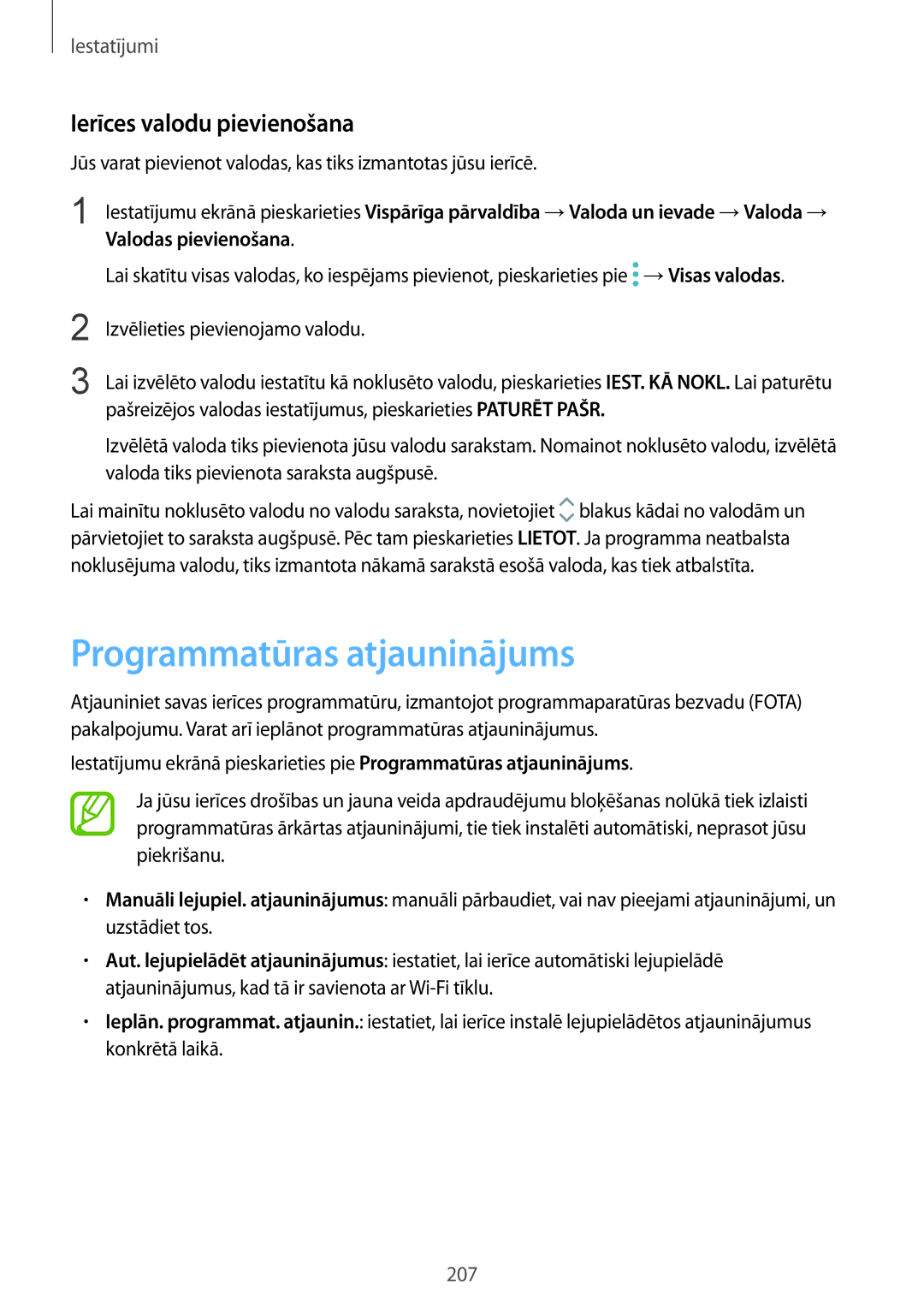 Samsung SM-G950FZVASEB, SM-G955FZSASEB Programmatūras atjauninājums, Ierīces valodu pievienošana, Valodas pievienošana 