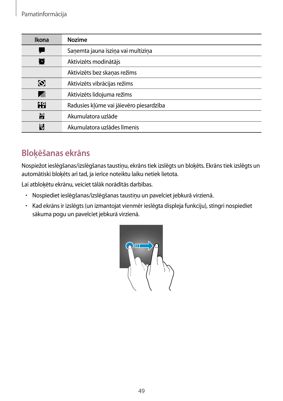 Samsung SM-G955FZSASEB, SM-G950FZSASEB, SM-G955FZVASEB, SM-G955FZKASEB, SM-G950FZVASEB, SM-G950FZIASEB manual Bloķēšanas ekrāns 