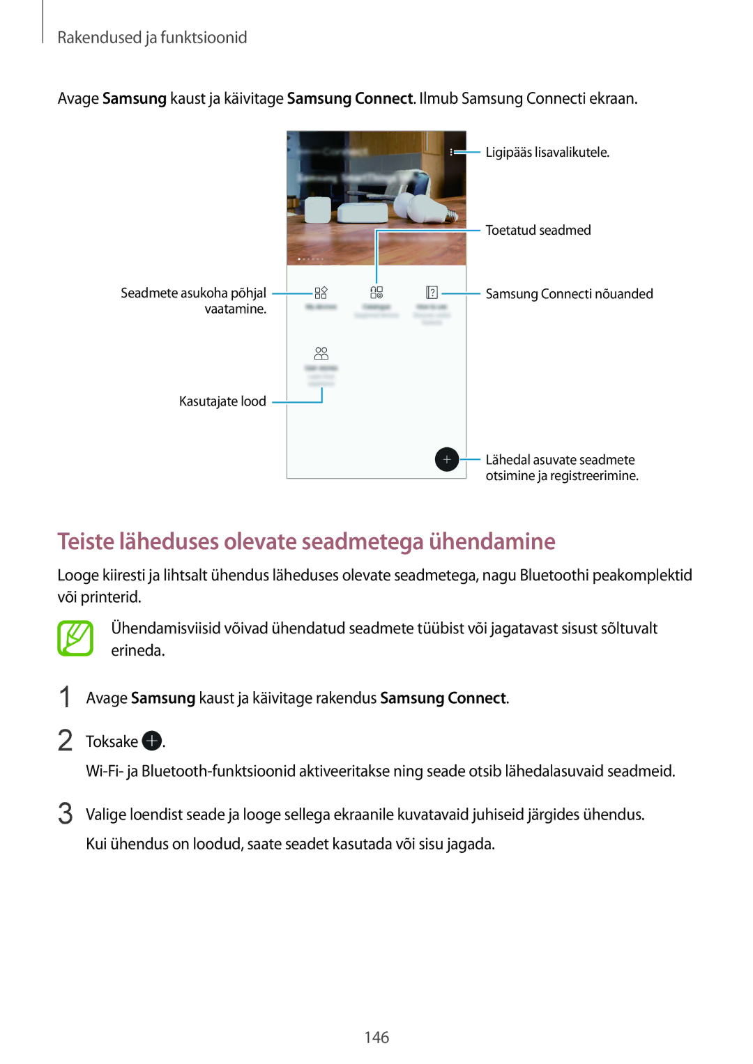 Samsung SM-G950FZKASEB, SM-G955FZSASEB, SM-G950FZSASEB, SM-G955FZVASEB manual Teiste läheduses olevate seadmetega ühendamine 