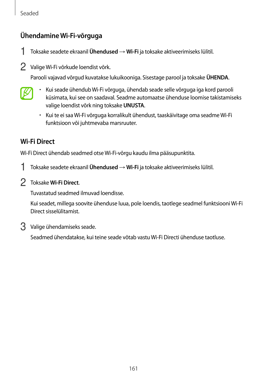 Samsung SM-G955FZSASEB, SM-G950FZSASEB, SM-G955FZVASEB, SM-G955FZKASEB Ühendamine Wi-Fi-võrguga, Toksake Wi-Fi Direct 