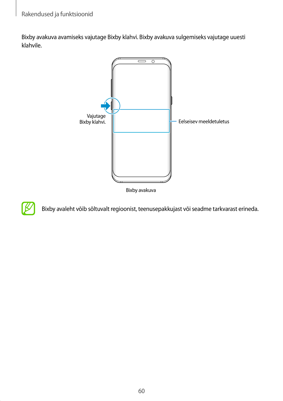 Samsung SM-G950FZVASEB, SM-G955FZSASEB, SM-G950FZSASEB, SM-G955FZVASEB, SM-G955FZKASEB Eelseisev meeldetuletus Bixby avakuva 