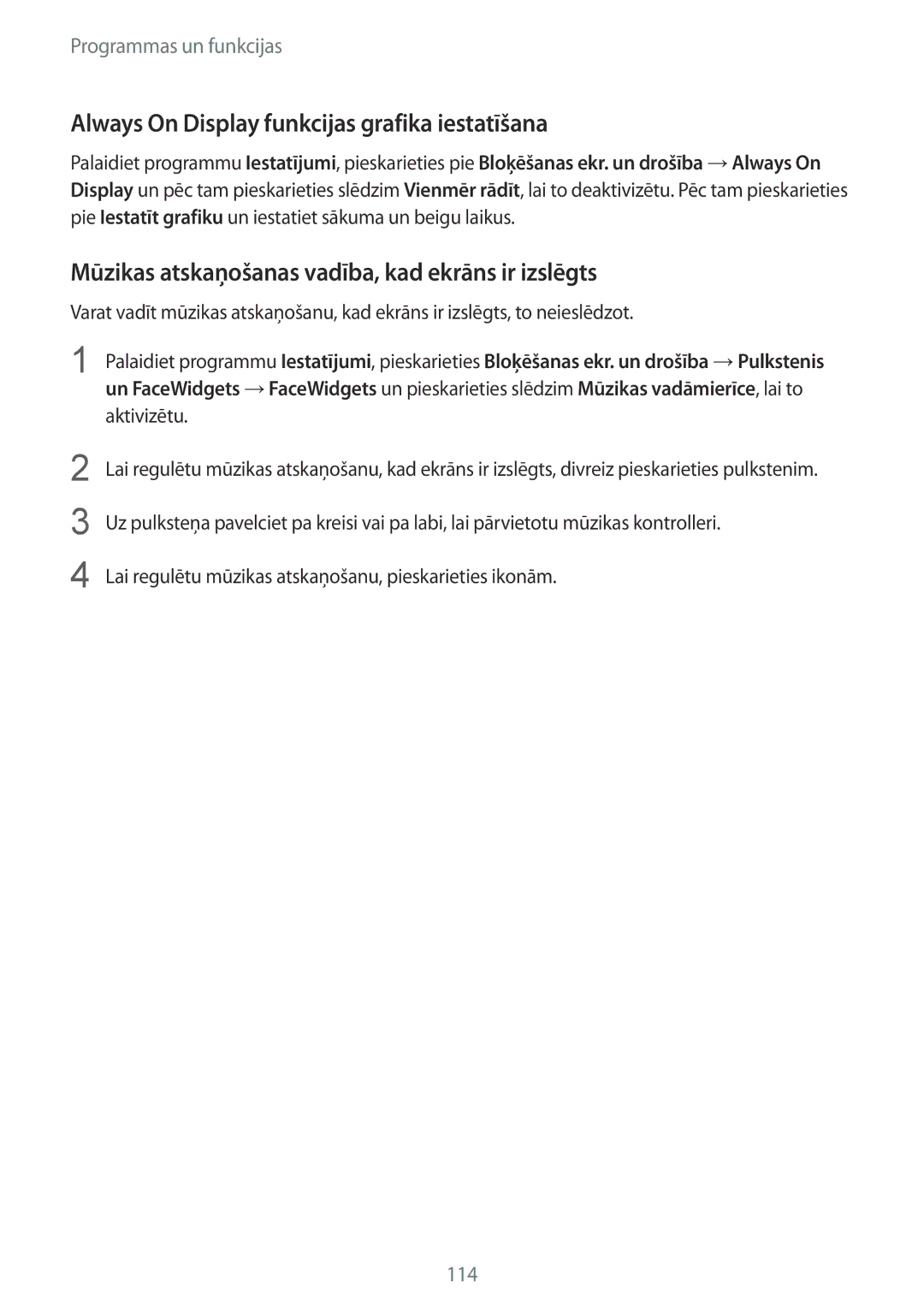 Samsung SM-G955FZVASEB, SM-G955FZSASEB, SM-G950FZSASEB manual Always On Display funkcijas grafika iestatīšana, Aktivizētu 