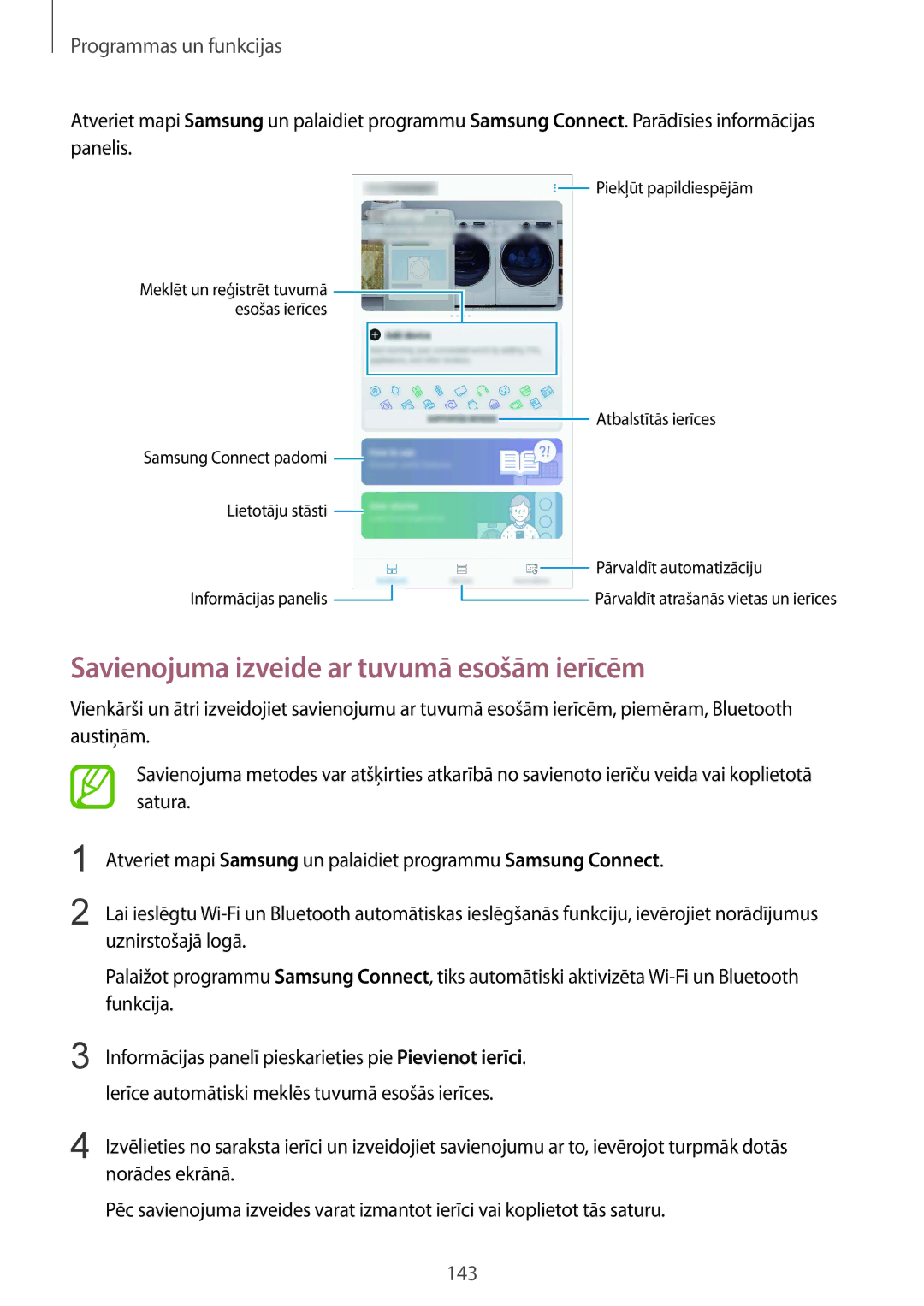 Samsung SM-G955FZKASEB, SM-G955FZSASEB, SM-G950FZSASEB, SM-G955FZVASEB manual Savienojuma izveide ar tuvumā esošām ierīcēm 