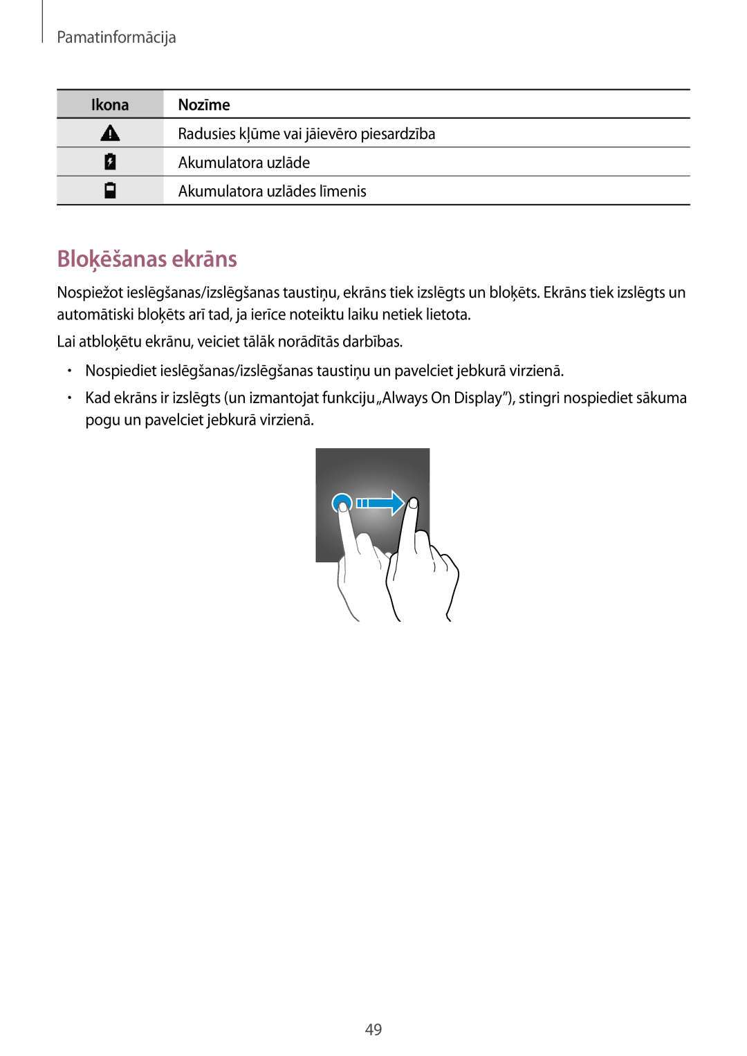 Samsung SM-G955FZSASEB, SM-G950FZSASEB, SM-G955FZVASEB, SM-G955FZKASEB, SM-G950FZVASEB, SM-G950FZIASEB manual Bloķēšanas ekrāns 