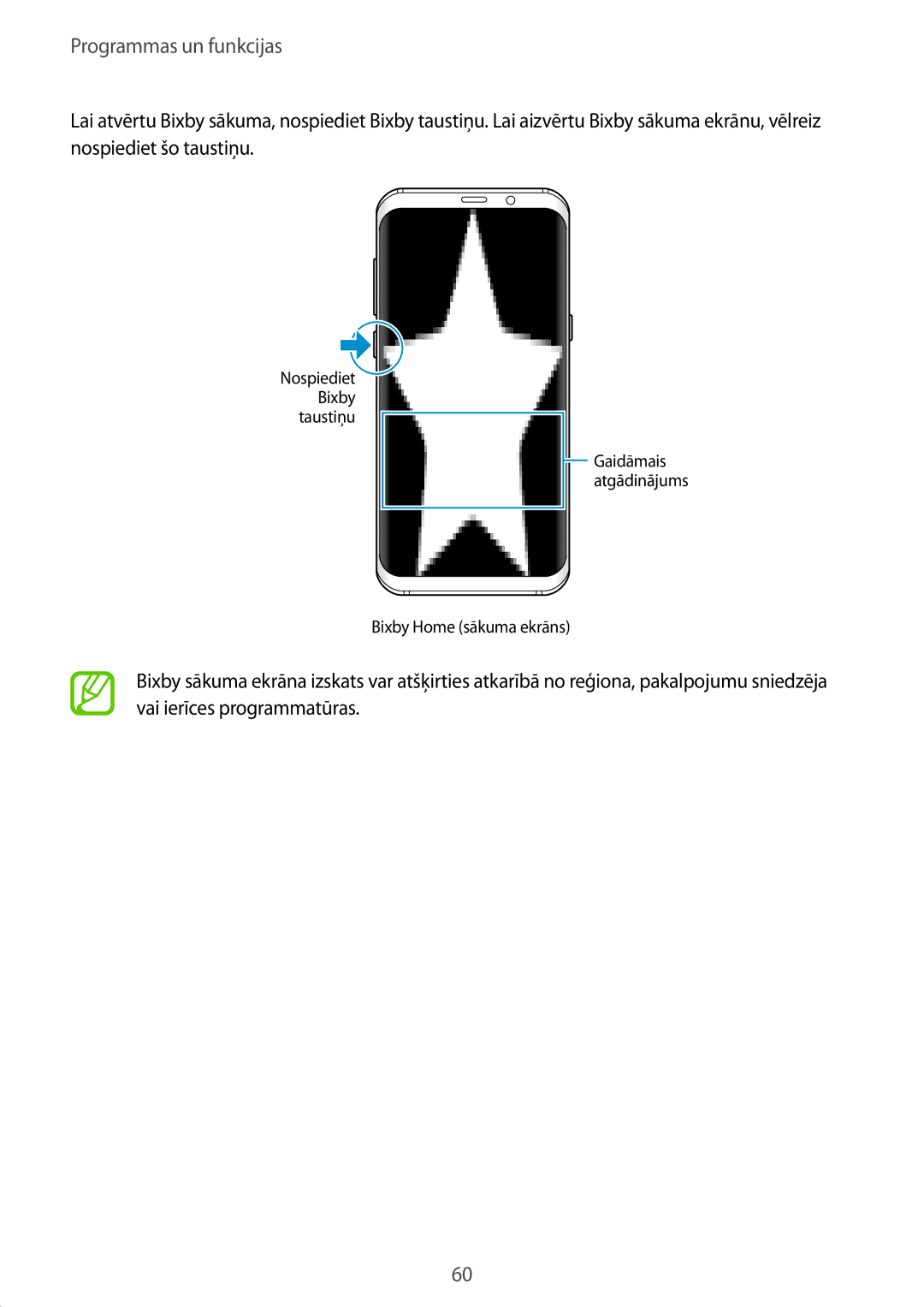 Samsung SM-G950FZVASEB, SM-G955FZSASEB, SM-G950FZSASEB, SM-G955FZVASEB, SM-G955FZKASEB manual Nospiediet Bixby taustiņu 